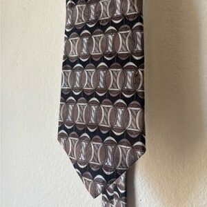 Zylos Italian Silk Brown Geometric Pattern Tie